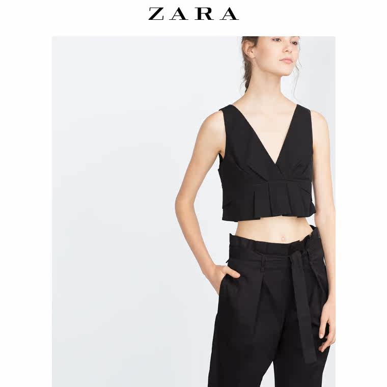 ZARA TRF 女装 褶裥府绸上衣 07820435800