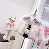 Girls sequin hairy coat 2021 Winter Dress new Chinese children Korean version of thick coat foreign style coat autumn and winter