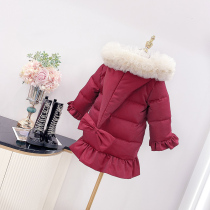 Girls hooded down jacket 2021 winter clothes new middle and big childrens princess style 90 white duck fleece coat