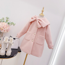 Girls thick tweed coat 2021 winter clothes new middle and big children Korean version of woolen coat long coat tide