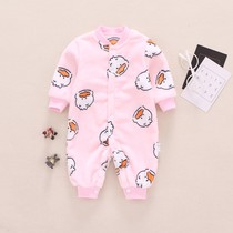 0-1 year old baby jumpsuit spring and autumn and winter 3-5-7-September baby flannel pajamas climb full moon out of the harem