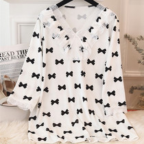 Coral Suede Pajamas Woman Long Sleeve 2022 New Spring Golden Velvet Autumn Winter Sexy Pyjamas can be worn outside the home dress