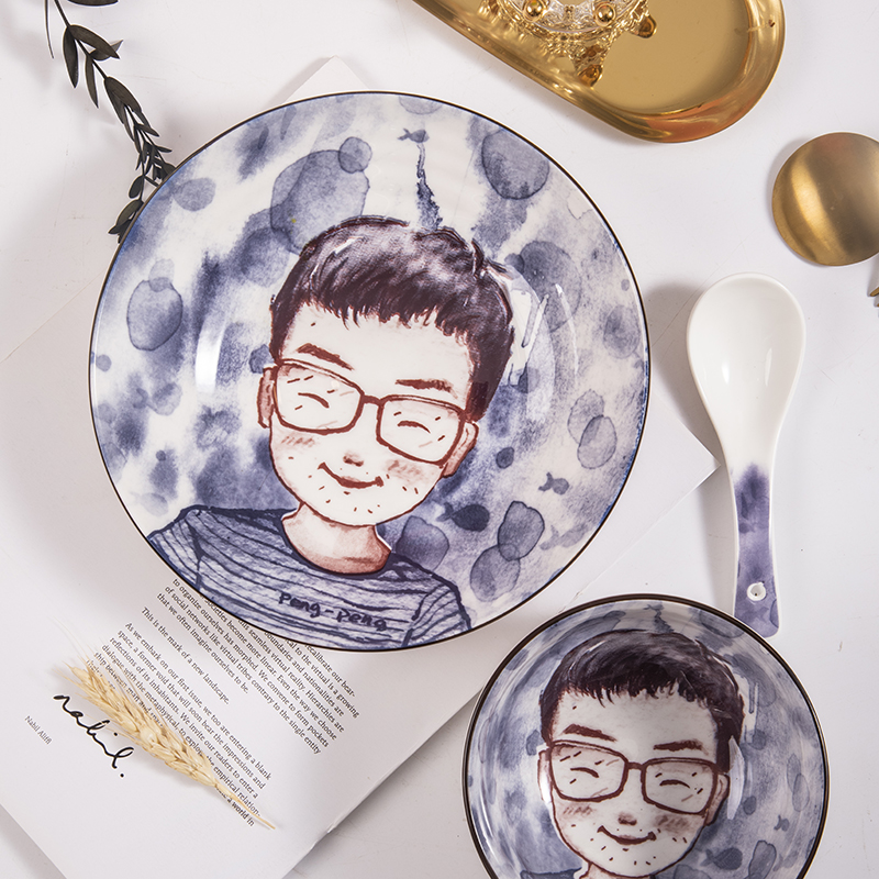One single One set of parents and children 's delicate food bowl chopsticks tableware of bread and butter plate ceramic cartoon express picking