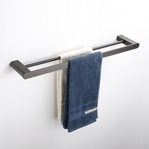 German Nordic Gun Grey 304 Stainless Steel Toilet Double Pole Fur Towel Rack Towel Rod Bathroom Hardware Pendant