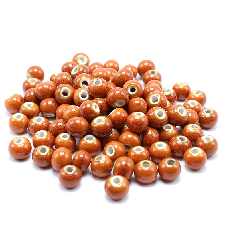 Jingdezhen high temperature ceramic beads orange colored glaze doug bead bracelet necklace beads 6 ~ 10 mm of diy