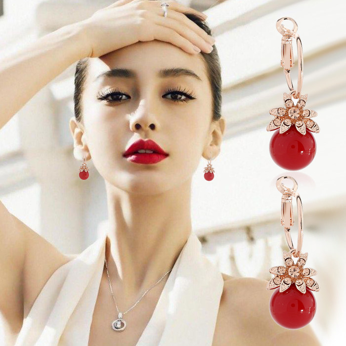 韩国韩版时尚长款珍珠吊坠耳坠甜美气质耳环耳钉女金属耳圈耳饰品_7折