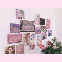 ins homemade pink girl Budapest Hotel Korean illustration poster room wall decoration card new