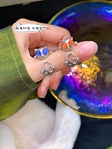 Bring me home cute pet golden sun blue hair crystal lucky cat ring stabilize the magnetic field strengthen cohesion