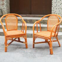 Rattan small chair backrest chair Balcony Living room Bedroom Childrens small chair Low stool Low chair Small rattan chair