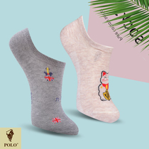 Polo socks womens trendy short socks shallow mouth cute Japanese spring autumn thin deodorant summer cotton socks Korean style womens boat socks