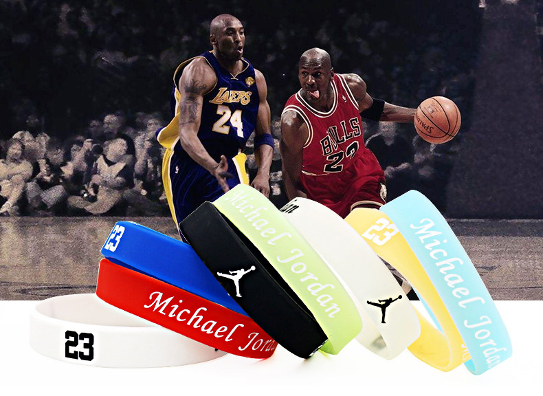 nba芝加哥公牛队篮球明星23号乔丹手镯环圈运动训练夜光硅胶腕带