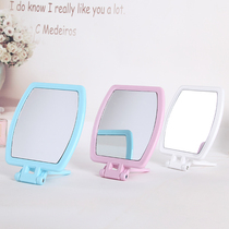 Double sided handle make-up mirror wall-mounted folding portable princess mirror HD enlarged beauty desktop minimalist desk mirror