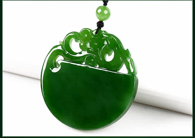 福窝窝 和田碧玉菠菜绿龙牌玉坠子生肖玉佩吊坠珠宝玉器a货男女款