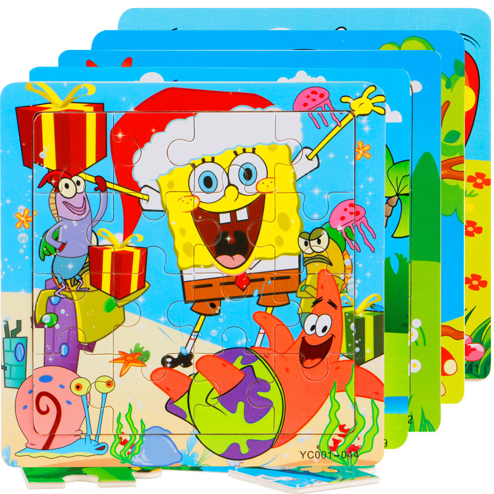 16片木质拼图幼儿园宝宝儿童积木制早教益智力玩具1-2-3-4-5-6岁