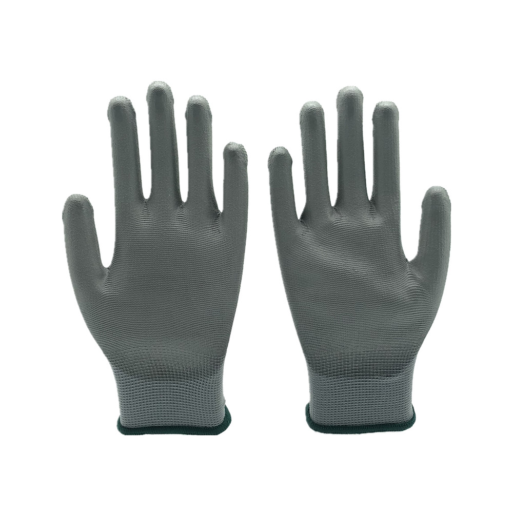 pu涂掌手套灰色防静电浸胶浸掌涂胶掌pu涂层尼龙13针涤纶防滑防护_双