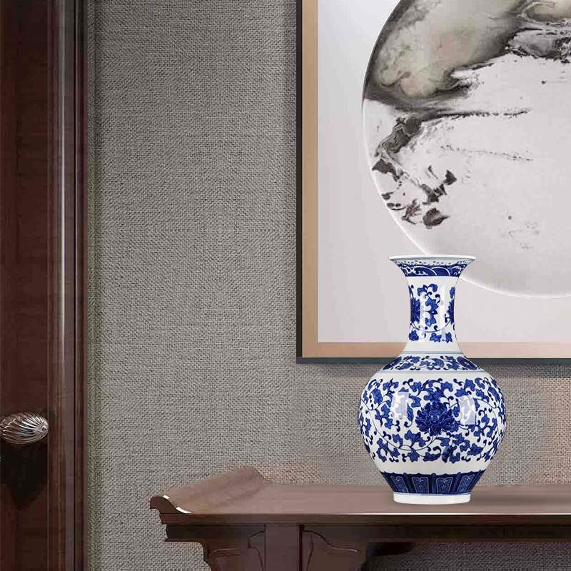 Blue and white porcelain of jingdezhen ceramics decoration vase classical home furnishing articles of new Chinese style household adornment handicraft