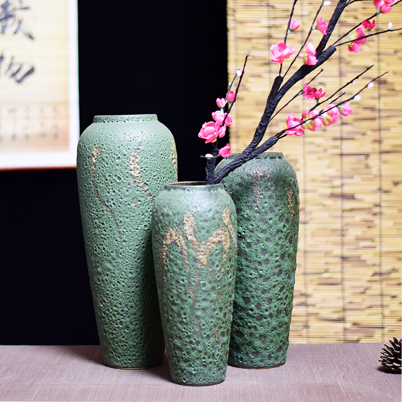 Jingdezhen coarse some ceramic pot pottery three - piece antique vase to restore ancient ways small and pure and fresh, vases, flower arranging furnishing articles in the living room