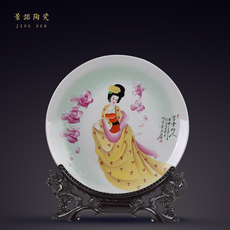 Jingdezhen ceramics hand - made hang dish of new Chinese style decoration plate sit plate process decoration gifts sitting room furnishing articles