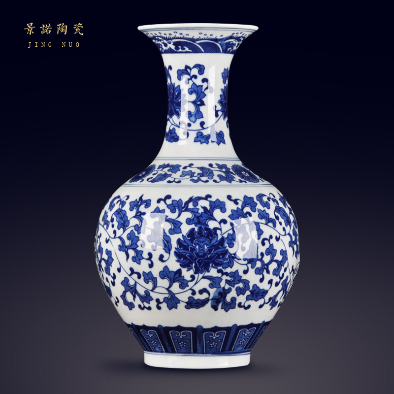 Blue and white porcelain of jingdezhen ceramics decoration vase classical home furnishing articles of new Chinese style household adornment handicraft