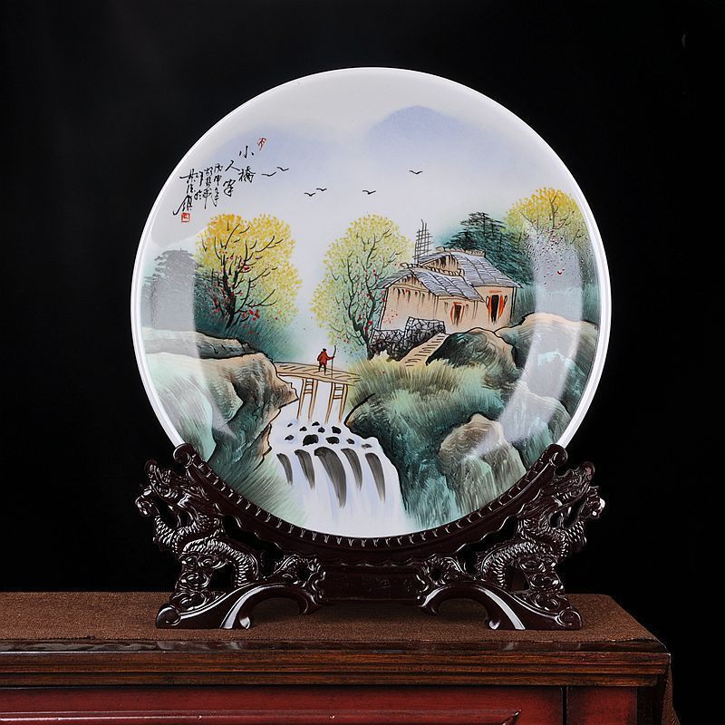 Hang dish of jingdezhen ceramics decoration plate of hand - made "Bridges the somebody else sit home decoration handicraft furnishing articles