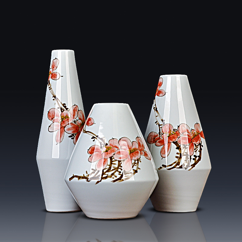 Jingdezhen ceramics hand - made vases three - piece flower arrangement home furnishing articles or restoring ancient ways is the sitting room porch decoration