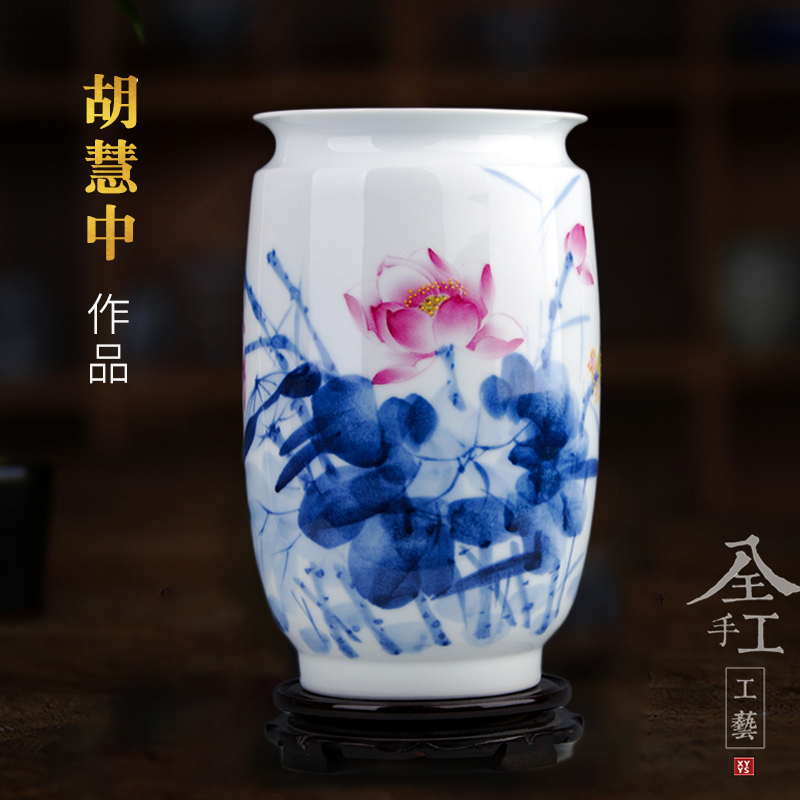 Jingdezhen ceramics hand - made porcelain dou colored vases, new Chinese style household, sitting room adornment handicraft furnishing articles arranging flowers