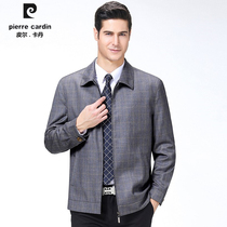 Pierre Cardan 2022 Autumn Mens Middle-aged Checkered Jacket Jacket Daddy Loose Big Code Brand Eggplant Menswear