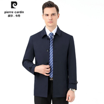 Pierre Cardin 2022 Spring autumn new collar jacket Single-row button middle-aged mens jacket big code casual mens clothing