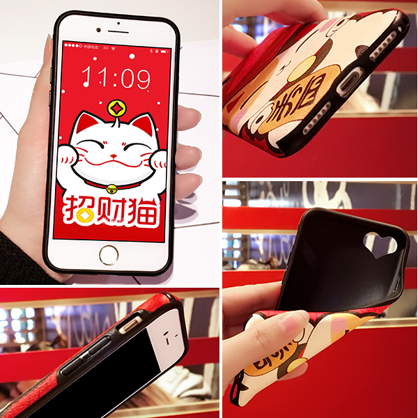 iphone7日韩招财猫手机壳女可爱苹果7plus保护套新款个性软壳卡通产品展示图4