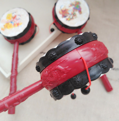 拨浪鼓婴儿手摇鼓玩具宝宝敲鼓咚咚 0-1岁儿童经典听觉帮助