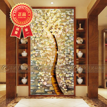 Home decoration living room decorative art glass partition screen carved modern simple porch background wall tempered longevity tree