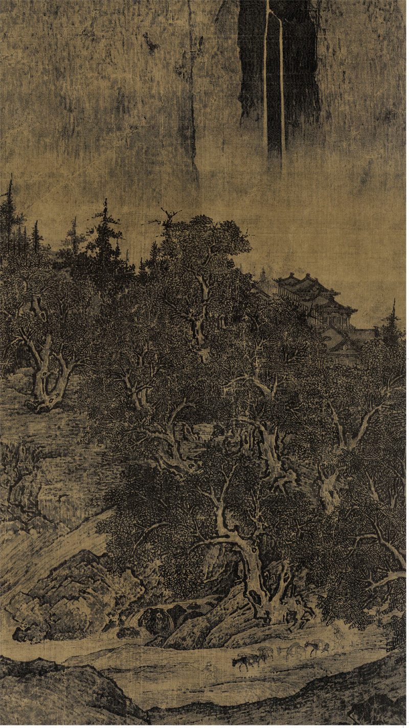 历代名画临摹大图范本 三宋·范宽《溪山行旅图》( 国画初学者临摹