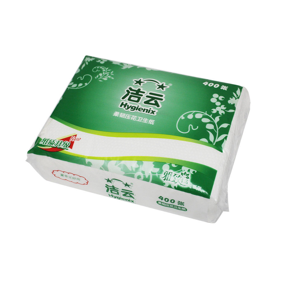 洁云厕纸 柔韧压花卫生纸 厕纸 草纸巾擦手纸平板纸 400张10包装