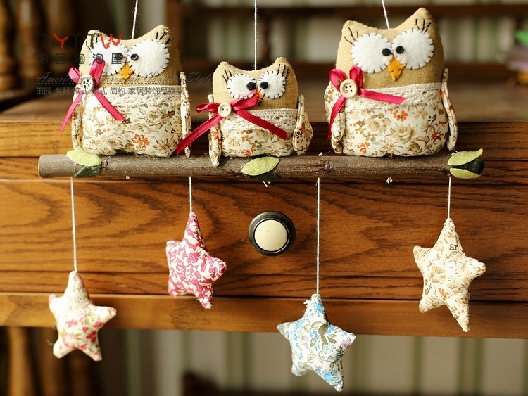 田园布艺手工制品家居装饰 猫头鹰款 多彩挂饰