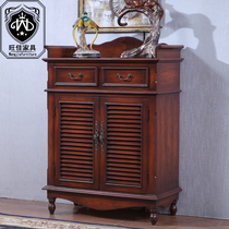 American two-door shoe cabinet solid wood country painted partition locker door-to-door shoe cabinet storage porch cabinet