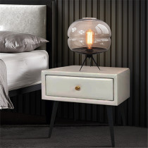 Bedside table net red Italian light luxury simple modern drawer leather art storage bedside table leather bed post-modern soft bed