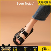 BeauToday2021 New thick soled sandals women Summer Roman sandals women shoes soft soled leather flat cool
