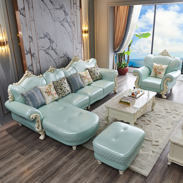 歐式真皮沙發組合客廳小戶型簡歐家具
