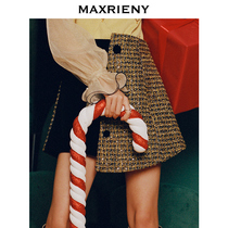 MAXRIENY 2020 autumn new natural waist asymmetrical skirt fashion wild shining flower woolen shorts skirt