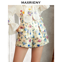 MAXRIENY 2020 autumn new natural waist personality temperament micro-lapped pants retro court style embroidered shorts for women