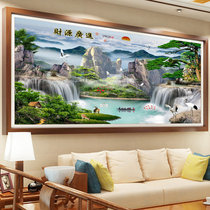 2021 cross stitch new thread embroidery living room financial resources wide landscape landscape calligraphy painting embroidery hand simple embroidery