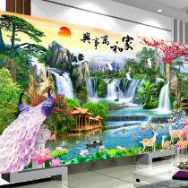 Cross stitch 2021 new thread embroidery home and everything is prosperous landscape landscape painting large living room welcome pine hand embroidery