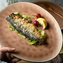 ins foreign trade original single export Belgian ice cracked glaze irregular shaped Western ceramic plate steak plate defects