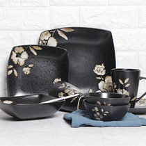 Creative plate household dish Western steak plate Japanese hand-painted ceramic rice bowl personality noodle bowl dish bowl square plate