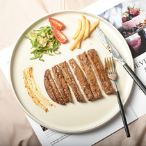 Nordic solid color ins creative ceramic tableware Western restaurant steak plate household breakfast plate cake plate flat plate blemish