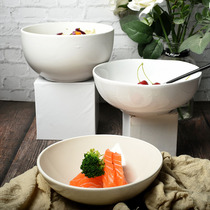 Nordic ins white ceramic tableware simple household vegetable bowl salad bowl large soup bowl canteen instant noodle bowl blemishes