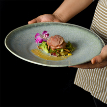 ins Nordic Creative Ceramic cutlery Western Dining Good Large Steak Pan Sara Pan Fruit Pan Retro Home Flat Disc Blemish