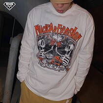 Nuclear Explosion Happy to Forever Beauty Version Tone-back Letter Printed Autumn Winter Heavy Pound Pure Cotton Loose Big Code Long Sleeve T-Shirt