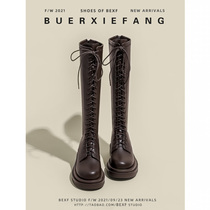 No Two Shoes Workshop Rider Boots Woman 2021 New Inn Wind elastic thick bottom heel however knee-length boots High cylinder boot