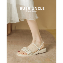 Flat Bottom Sandals Women Fairy Wind 2022 New Summer Two wear with casual 100 hitch soft bottom Roman shoes